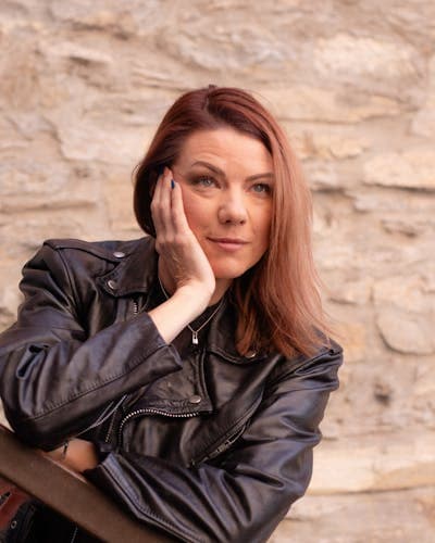 Leather jacket photographed for outfit matching